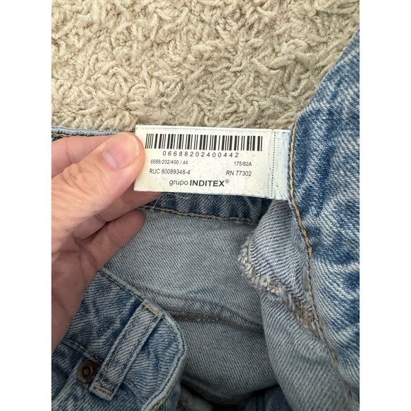 Zara Double Waist Wide Leg Distressed Jeans Light wash Denim Streetwear Size 12 - Picture 11 of 13